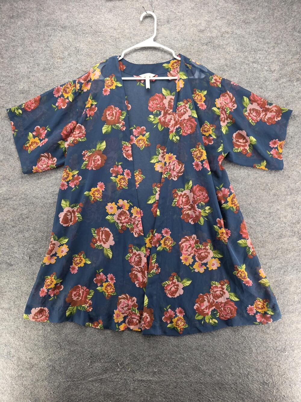 Matilda Jane Kimono Blouse Womens XS/S Blue Floral Print V-Neck Relaxed Fit
